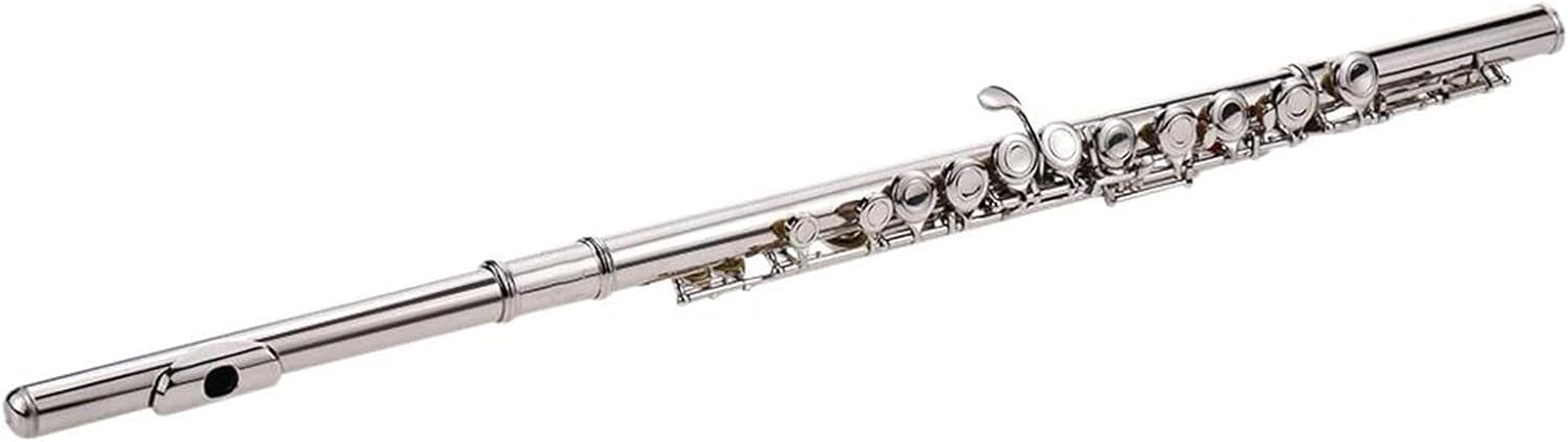Cupronickel Nickel Plated 16 Holes C Key Concert Flute Woodwind Instrument with Padded Bag