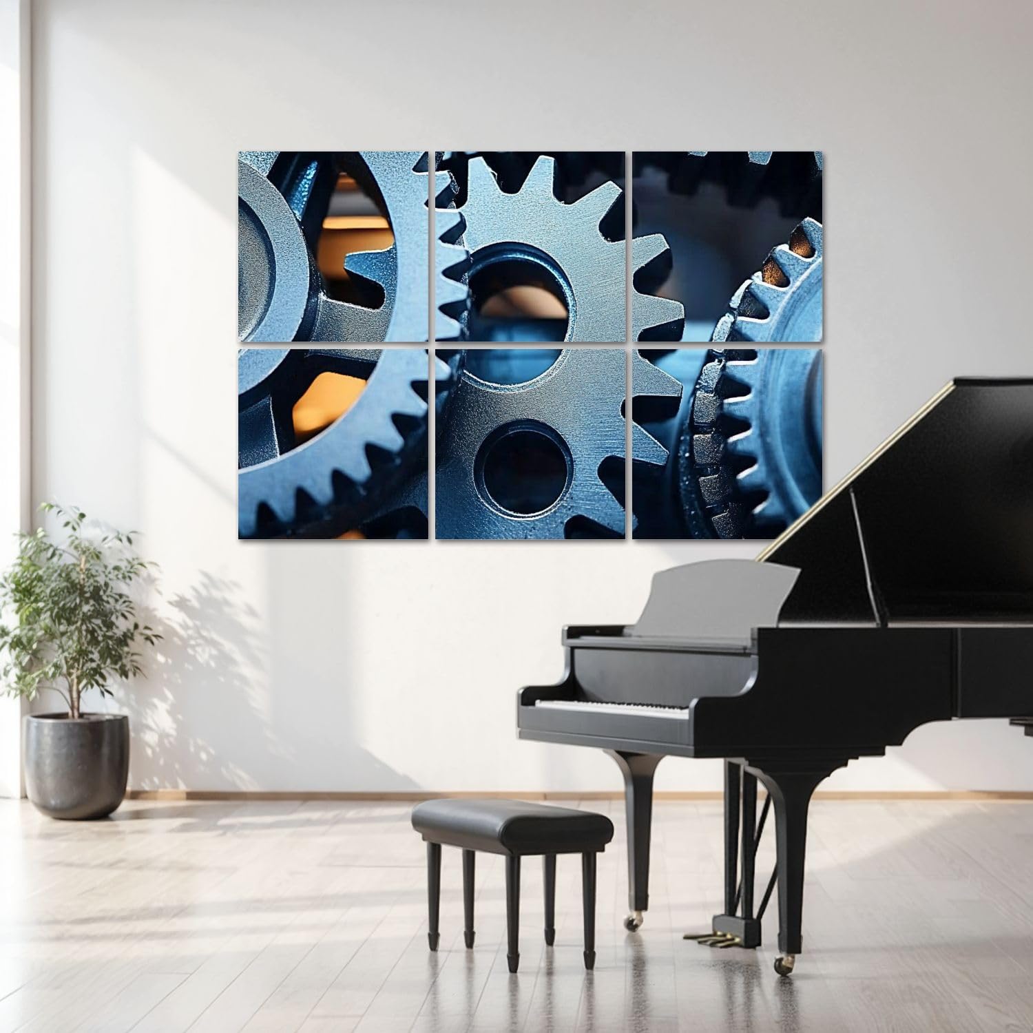 6 Pack Art Acoustic Panels Gears Sound Absorbing Panel 48