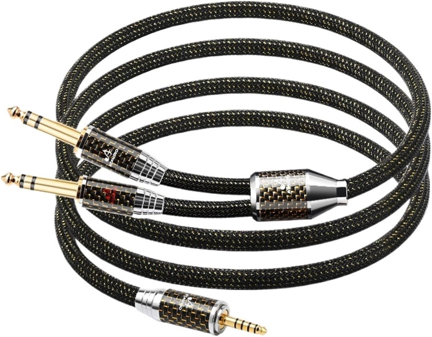 4.4mm to Dual 6.5mm Cable for Amplifier Hi-end OCC Gold-plated 4.4mm Balance to Dual 6.5mm TRS Jack Profesional Audio Cable(5m)