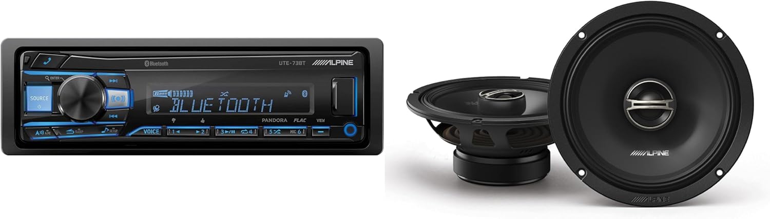 Alpine UTE-73BT Bluetooth® Multimedia Receiver (Does Not Play CDs) with DM-65-G 6.5