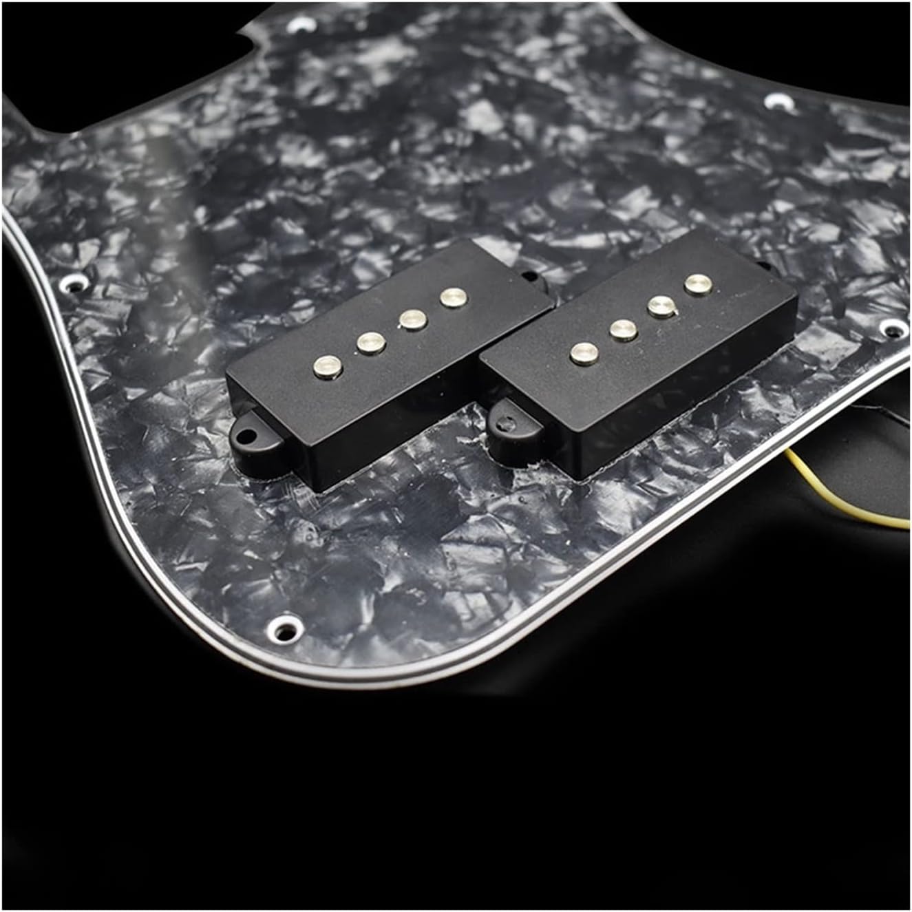KESHUO 4 Color 3 Ply Prewired Loaded Pickguard Pickup for Precision Bass Guitar Accessories Parts Loaded Pickguard Pre-Wired (Color : Black Pearl)