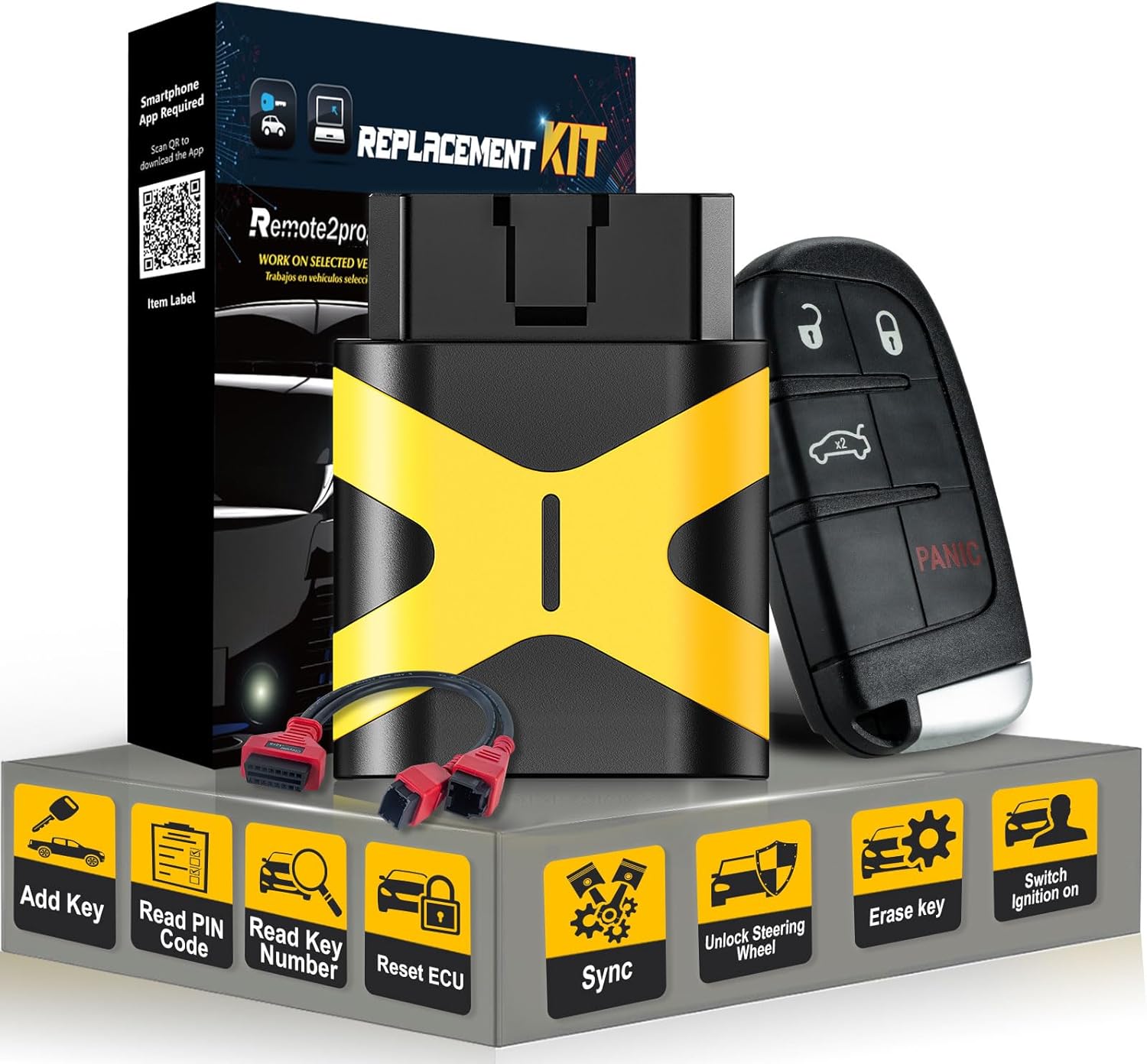 Self Programmable Car Key Fob Smart DIY Programming Remote and Keyless Entry Remote Replacement for Chrysler 200/300/ and for Dodge Charger/Challenger with FCC: M3N-40821302 (4 Button)