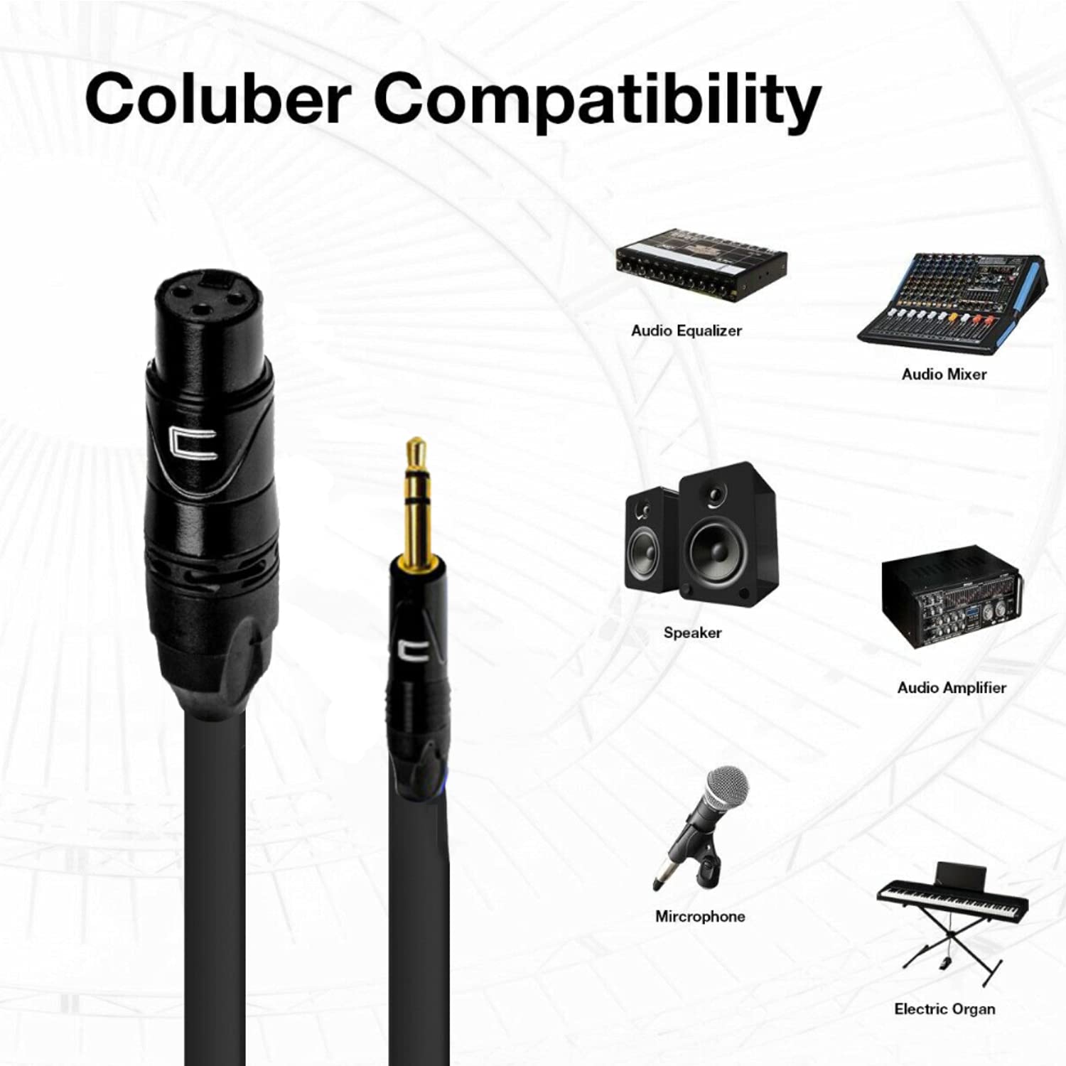 Balanced XLR Female Cable to 3.5 TRS Male - 100 Feet Black - Pro 3-Pin Microphone Connector for Powered Speakers, Audio Interface or Mixer for Live Performance & Recording