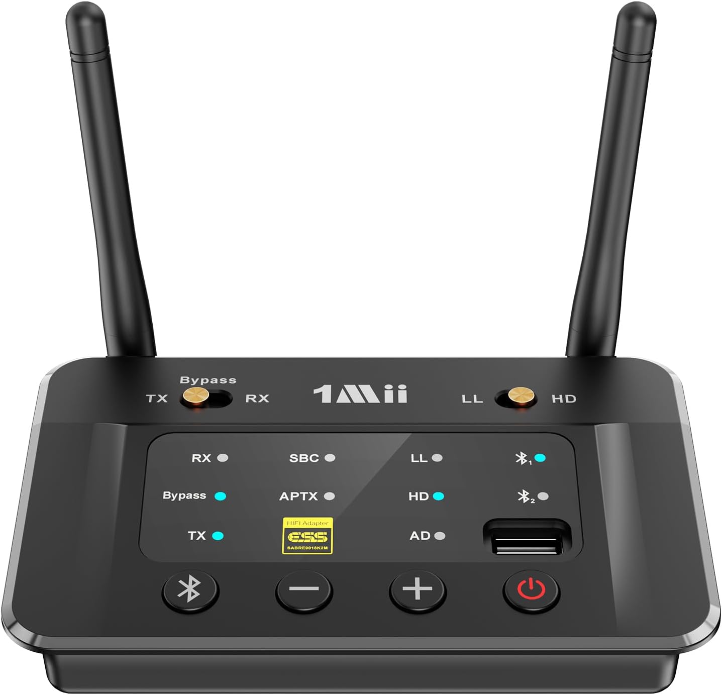 1Mii B03S Bluetooth 5.3 Transmitter Receiver for TV Home Stereo, Wireless Audio Adapters with Audiophile DAC, aptX Adaptive/LL/HD, Dual Link, Optical RCA AUX 3.5mm Inputs/Outputs