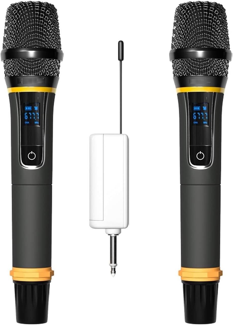 Wireless Handheld Dynamic Microphone with Rechargeable Receiver, Omnidirectional Pickup, for Karaoke, Singing, and Public Speaking