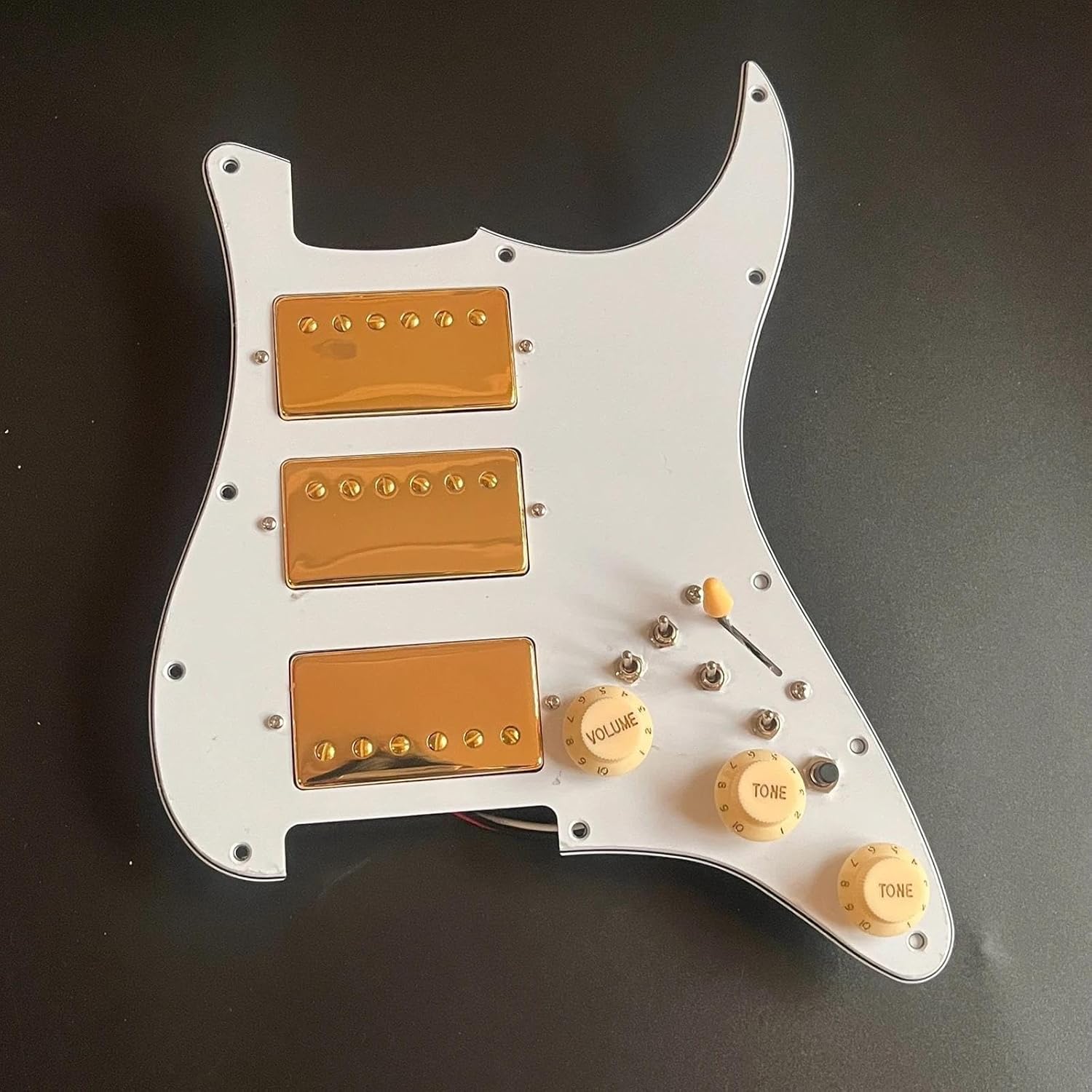 Prewired Electric Guitar Pickguard HHH Prewired Loaded Guitar ST Gold Humbucker Pickups Coil Splitting Switch For Electric Guitar Part Replacement