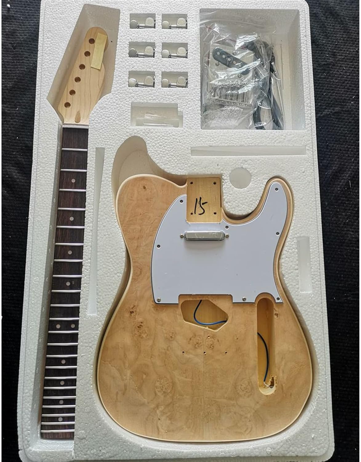 DIY Electric Guitar Kit Unfinished Electric Guitar DIY Kit Basswood Body with Rosewood Fingerboard Electric Guitar Assembly Kit