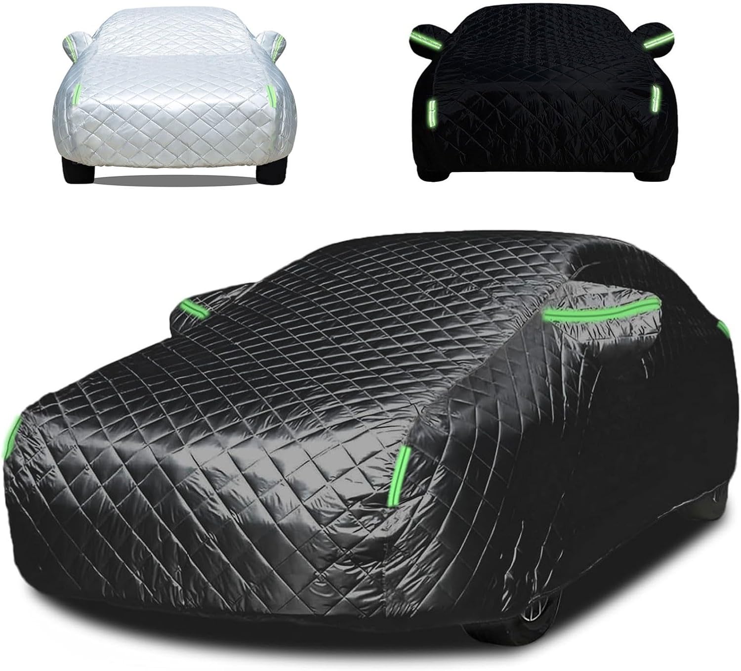 Full Outdoor Hail Protection Cover Compatible with Toyota Yaris 2016-2025, Padded Car Covers Waterproof Truck SUV/Sedan Protector with Reflective Strips, All Weather(Black)