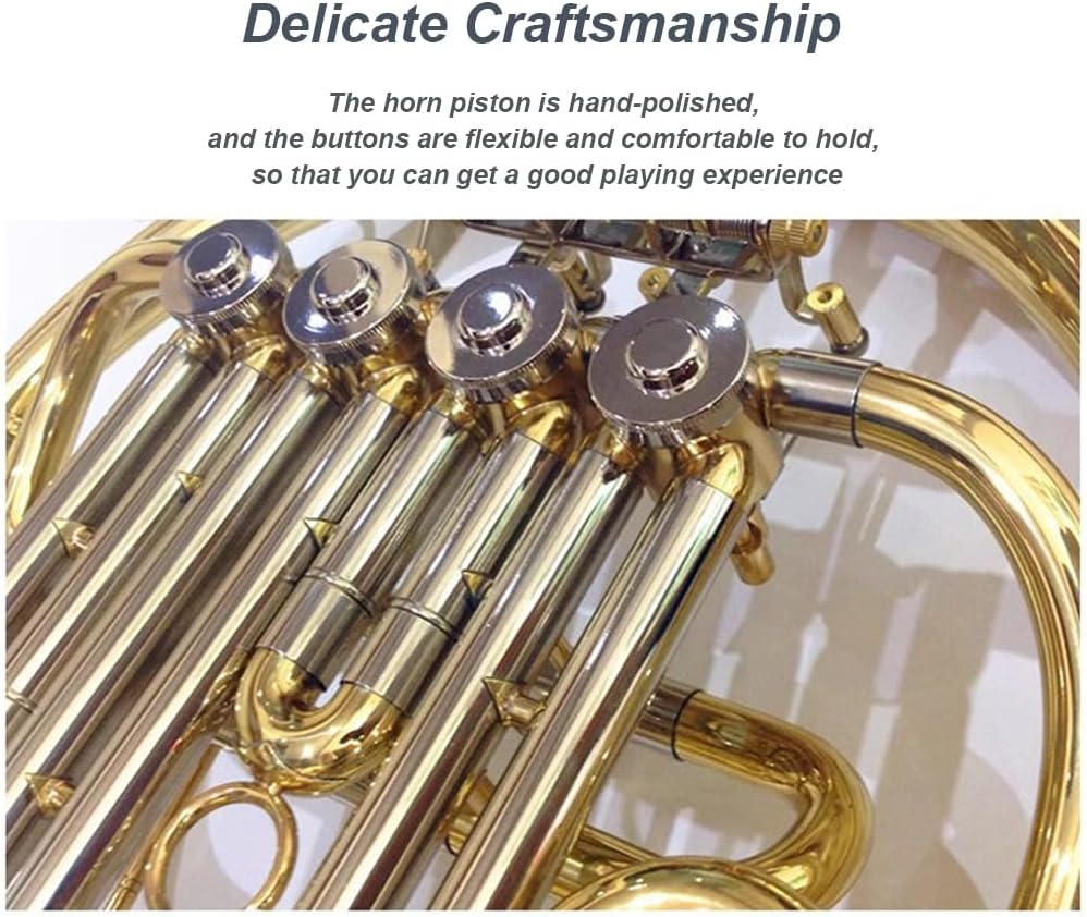 B-Flat French Horn Instrument, Brass Bell Mouth, Full Tone and Accurate Interval, Ergonomic Keys, Band Instrument
