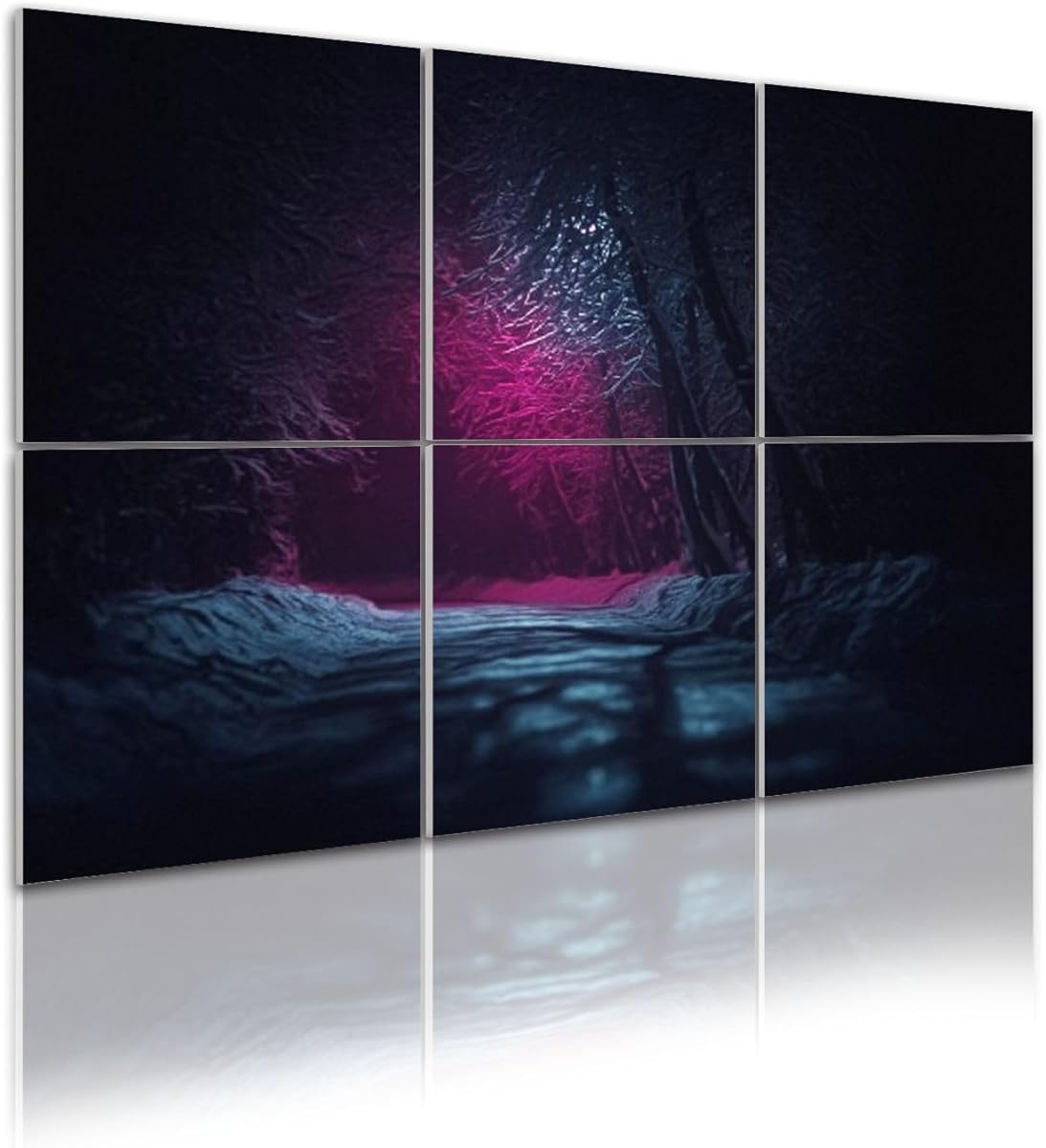 6 Pack Art Acoustic Panels Self Adhesive Stranger purple road Winter landscape Mysterious fairy forest 48