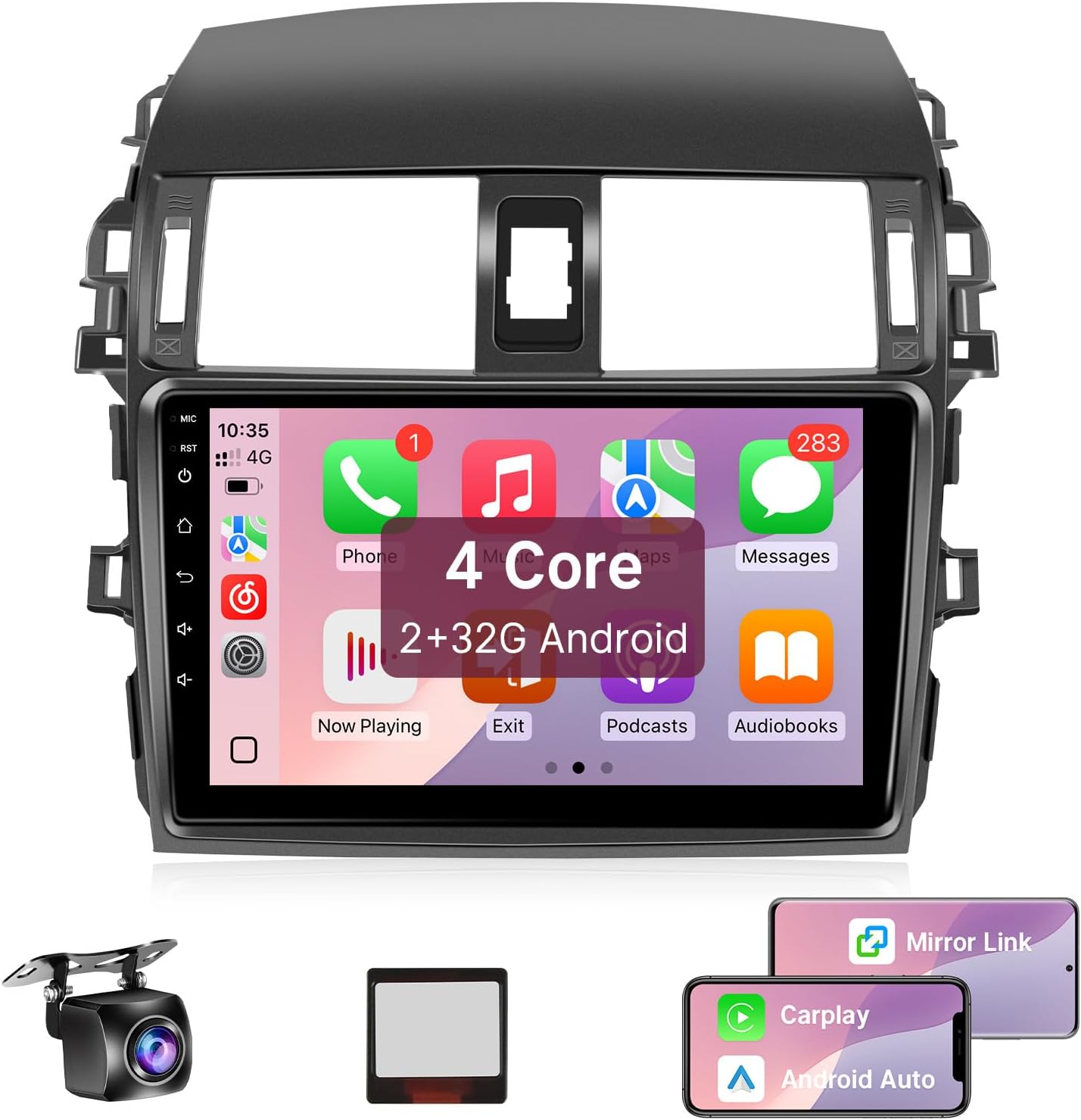 Leadfan Car Radio for Toyota Corolla 2009-2013 Stereo Upgrade Compatible with JBL Display Apple Carplay 9'' Touchscreen Buit-in Bluetooth GPS Navigation WiFi MirrorLink Backup Camera Mic Pantalla