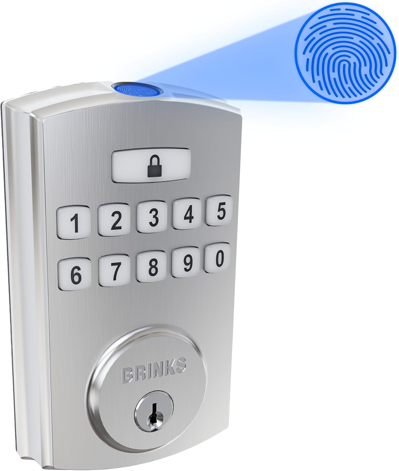 BRINKS Security Door Locks, High-Security Keyless Entry, Smart Electronic Door Lock with Deadbolt, Up to 50 Codes, Automatic Locking (Deadbolt, Satin Nickel)