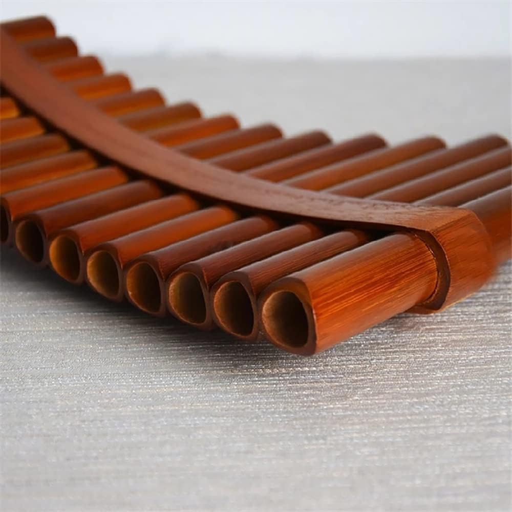 15 Pipes Brown Pan Flute with Bag, Chinese Traditional Musical Instrument Pan Pipes, Woodwind Instrument, for Beginners Learning Teaching (Size : G Key)