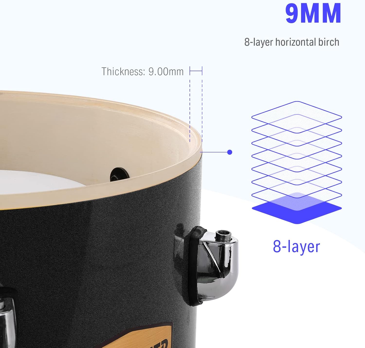 Donner Drum Set Adult with Practice Mute Pad,5-Piece 22 inch Full Size Acoustic Drum Kit, Black- DDS-520