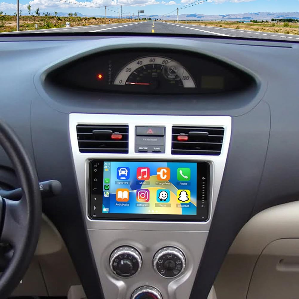 2G+64G Car Radio Upgrade for Toyota Yaris 2010 with Wireless CarPlay and Android Auto, 7 Inch Touchscreen Android 13 Double Din Car Stereo w/Bluetooth GPS WiFi FM RDS SWC Camera