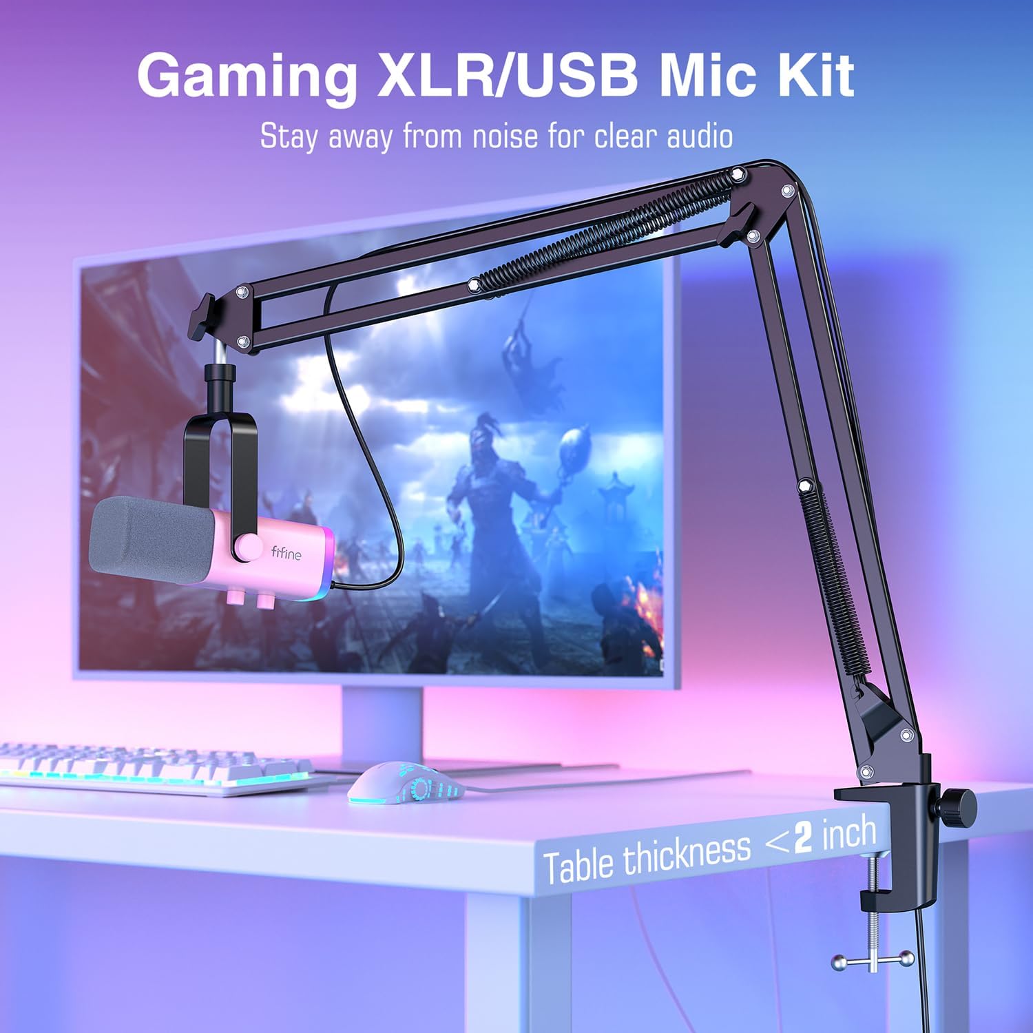 FIFINE Gaming Microphone and XLR Cable,PC Dynamic Mic Kit for Vocal,Microphone Audio Cable,Compatible with Mixer Audio Interface for Recording Podcast Streaming(AM8TP+L9)