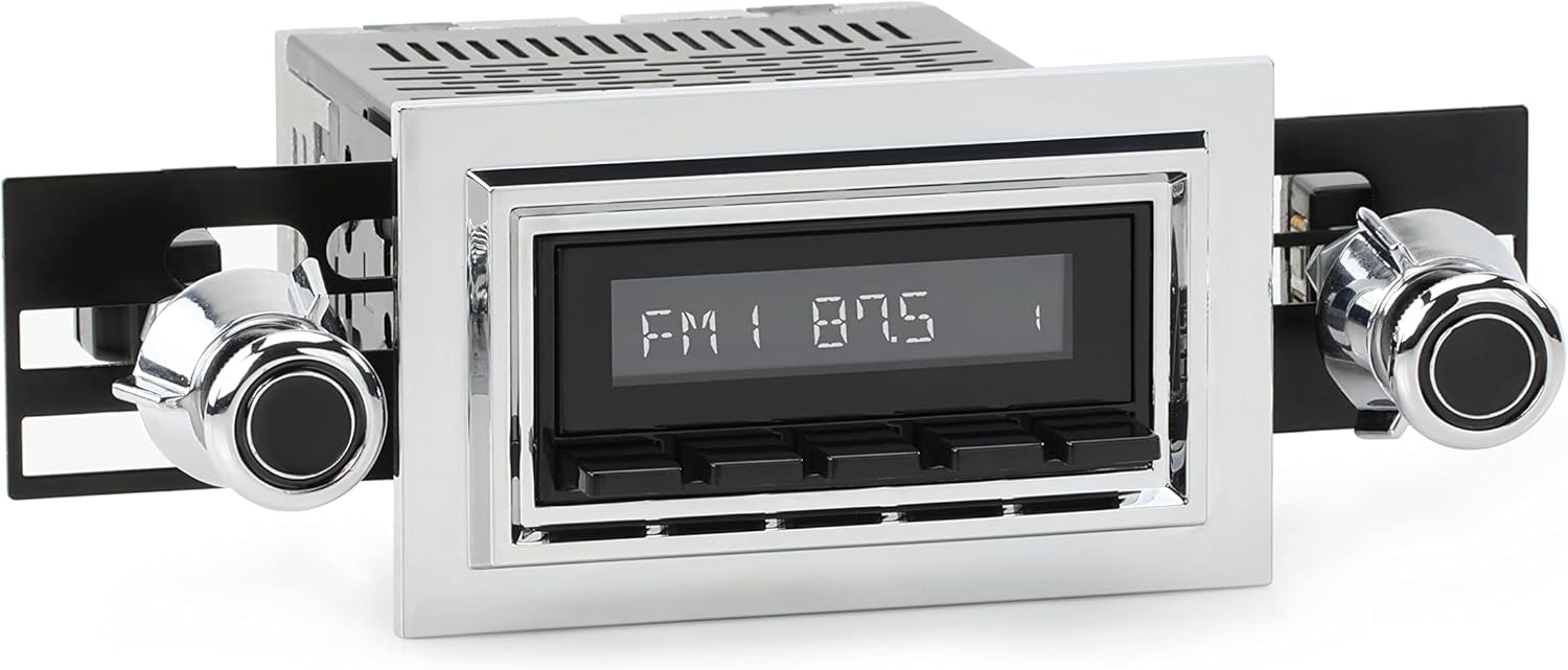 Retro Manufacturing HB-121-55-75 Hermosa Direct-Fit Radio for Classic Vehicle (Black Face and Buttons and Chrome Bezel)
