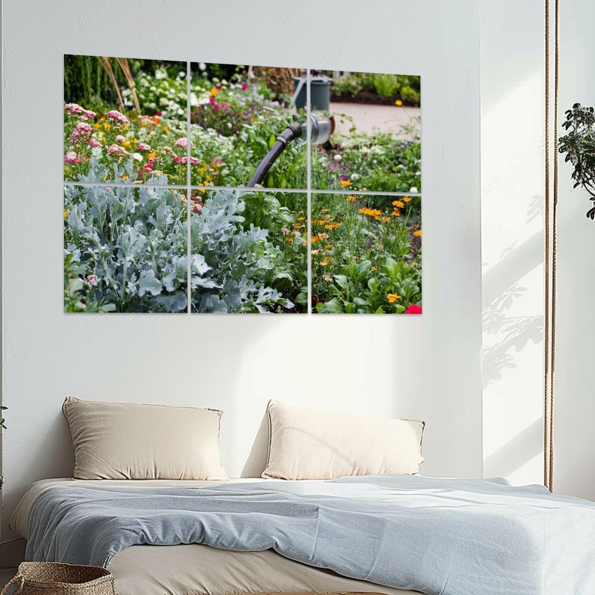 6 Pack Art Acoustic Panels Old cottage garden mixed flower vegetable beds watering cans Sound Absorbing Panel 48
