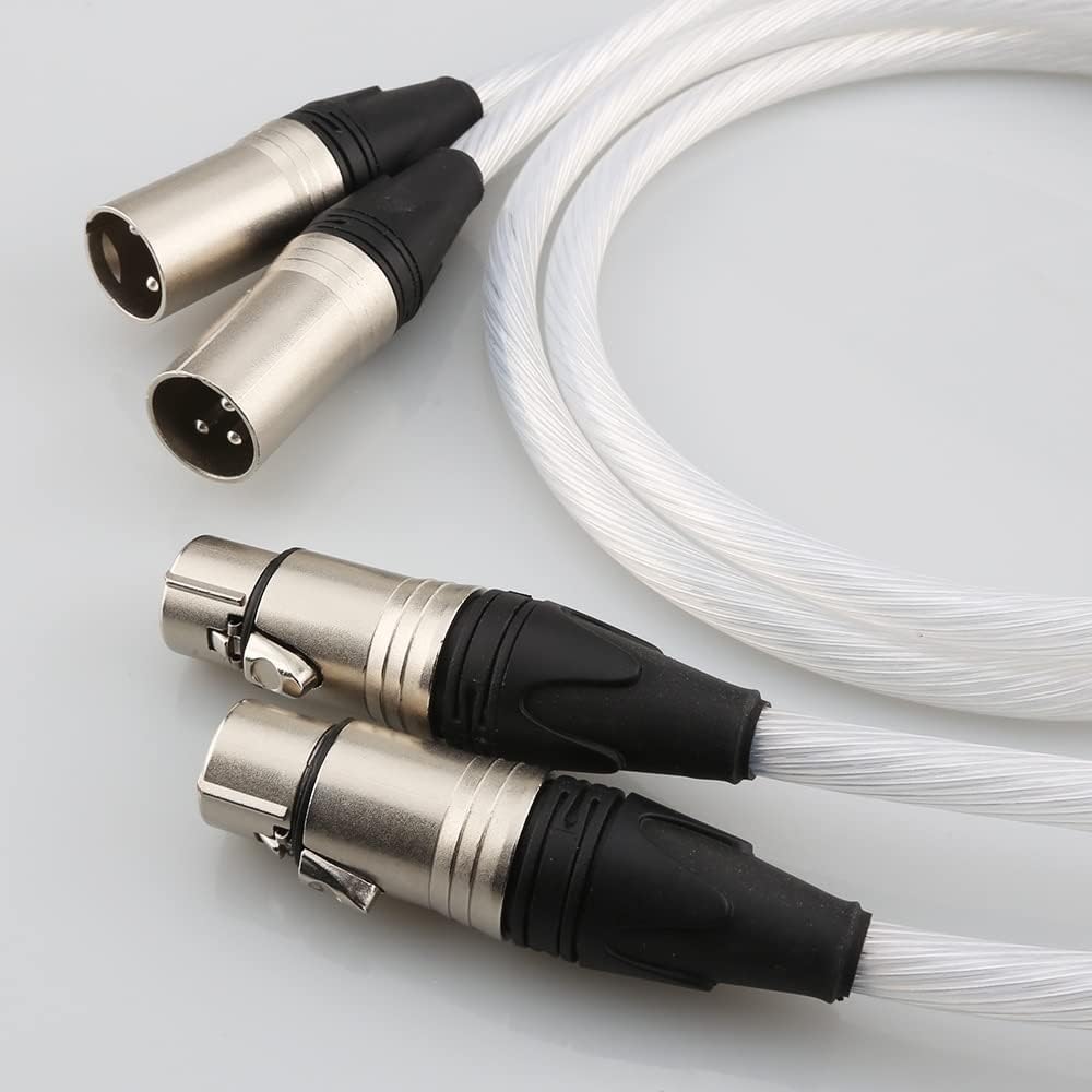 HiFi XLR Cable Hi-end Pure Silver Plated 5N OCC Cable HiFi 2 XLR Male to 2 XLR Female Cable Balance line (Length : 2m)
