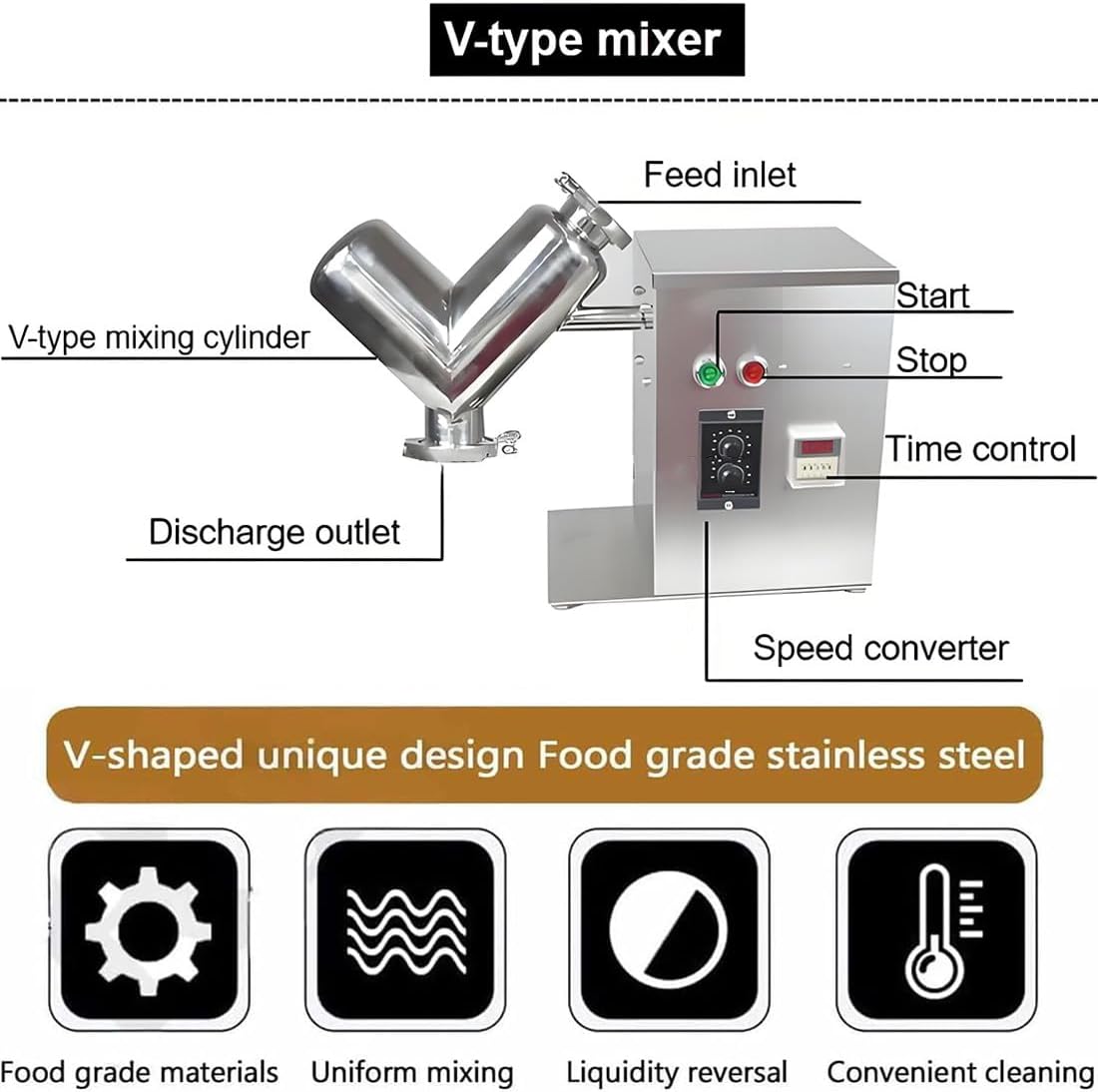 Dry Powder Mixing Machine, Compact V-Type Design for Efficient Blending in Pharmaceutical & Chemical Applications