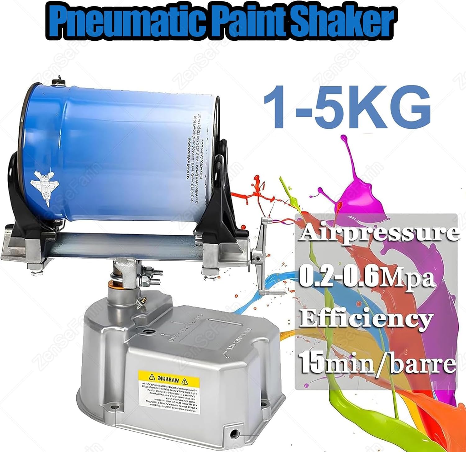 Pneumatic Paint Shaker Mixer, 1-5L Adjustable Clamp, 0-500RPM, 15 Min/Bucket - Perfect for Paint, Watercolor, Nail Polish, Efficient Oscillation Machine