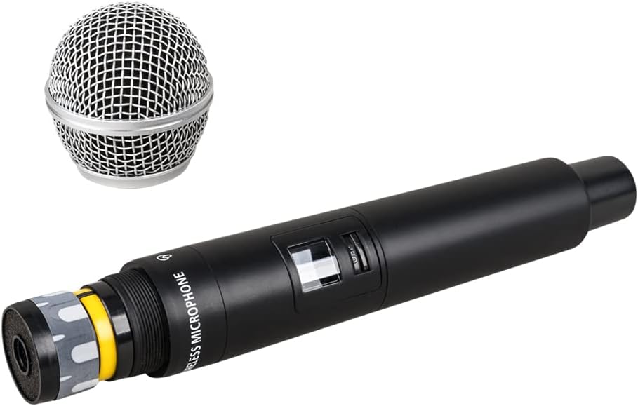 Wireless Microphone System UHF 4 Channel 2 Handheld Whole Mic 2 Lavavier Lapel Mic Bodypack 2 Headset LCD Display Frequency A Karaoke for School Party Wedding Church Conference Speech DJ Singing