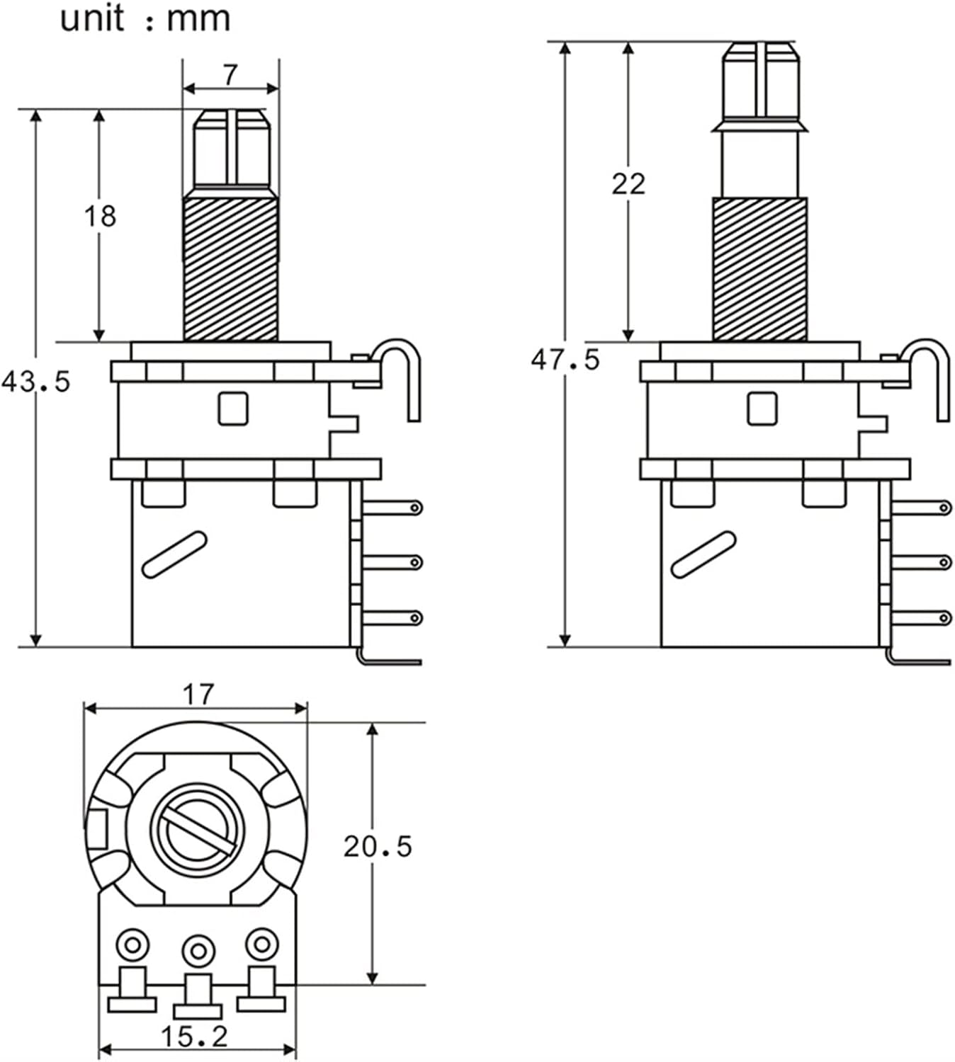 KESHUO 20pcs Push Pull Potentiometers B500K Linear Taper Long Split Shaft for Electric Bass Guitar Guitar Kit Accessories