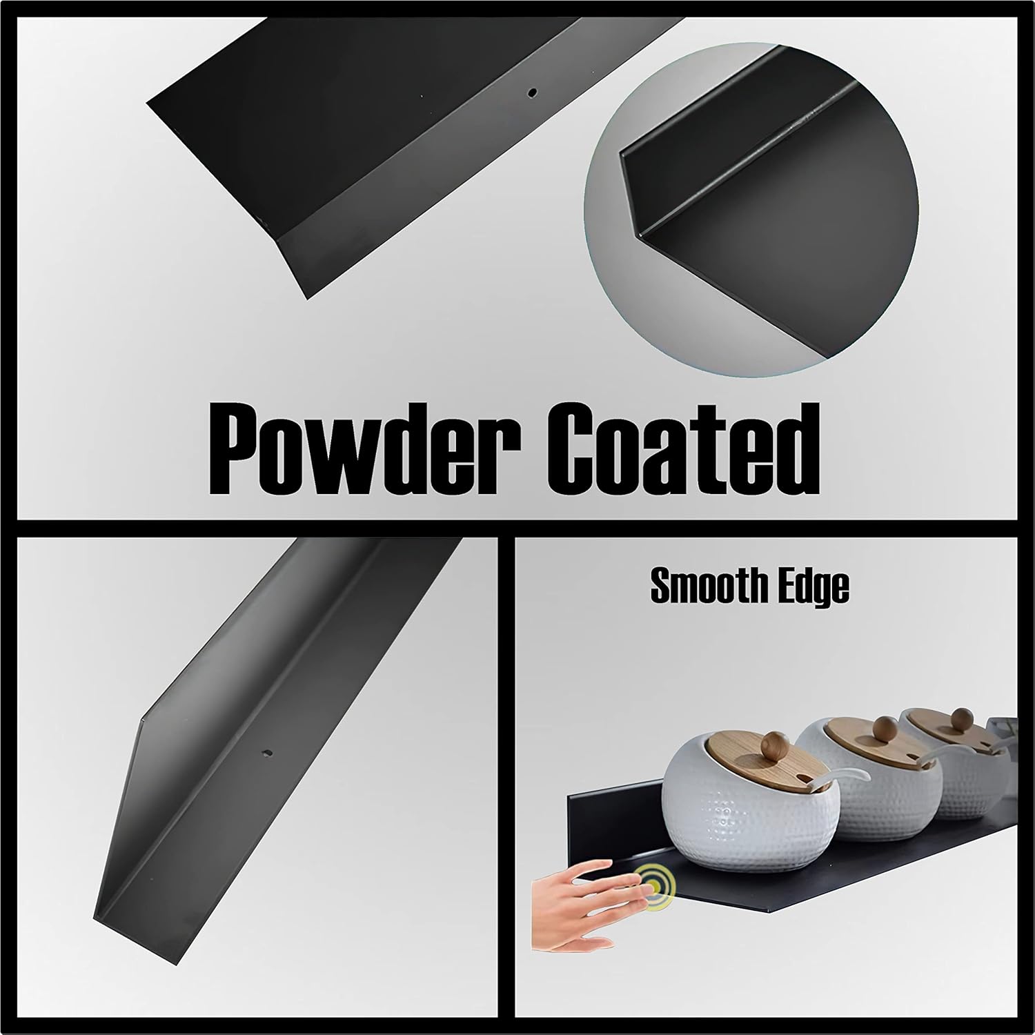 SIMOND STORE Black Metal Shelf - Wall Mount Shelf - Steel Industrial Heavy Duty Renter Friendly Shelves, Floating Shelves for Wall (36