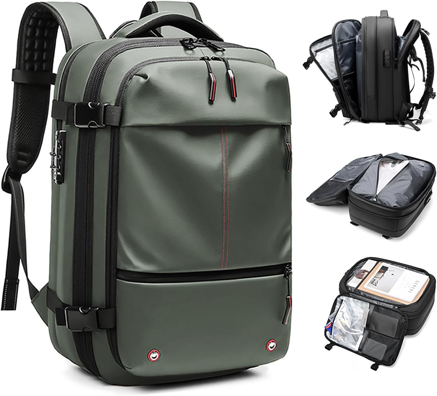 Vacpack Backpack, Airback Backpack with Pump, 60L Expandable Backpack with Vacuum Compression, Waterproof and Anti-Theft Air Vacuum Backpack for Travel (Green, No Air Pump)