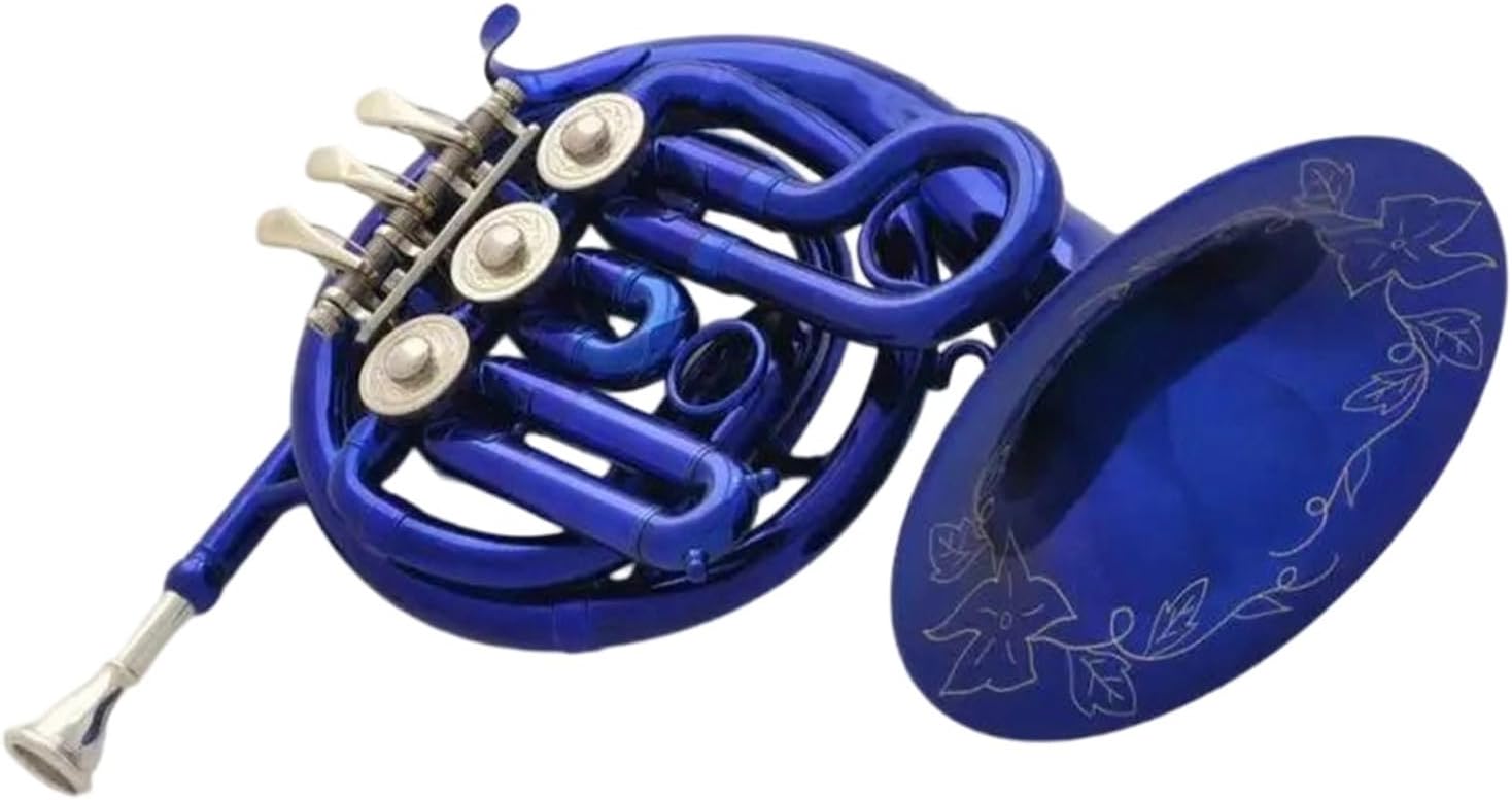 4 Key French Horn Blue Piccolo MiNi French Horn Bb Key Pocket Engraving Box