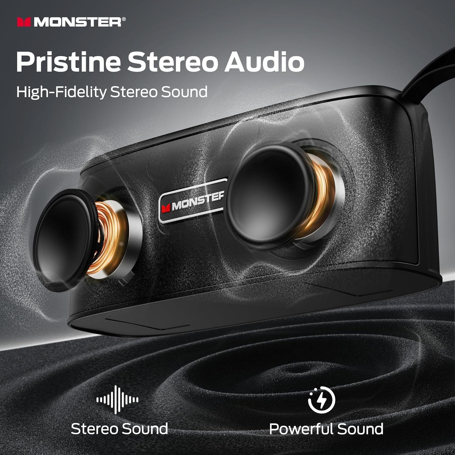 Monster Shock Portable Bluetooth Speaker, True Wireless Speaker, 30W Loud Stereo Sound, IPX6 Waterproof Speaker,17 Hours Playback,Speakers for Home/Outdoors/Travel,Gifts