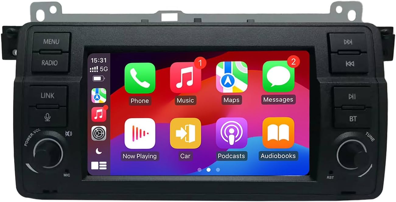 7 inch HD Touch Screen Car Stereo for BMW E46 3 Series 1999-2004 with Wireless Apple CarPlay Android Auto FM/AM Bluetooth Mirror Link SWC DSP High Sound Quality Radio