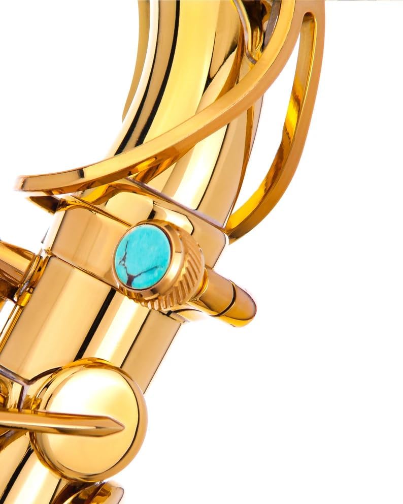 saxophone Neck Screws Heavy 135 by KGU Music for alto, tenor, soprano, baritone sax for Selmer,Yanagisawa,Jupiter,Couesnon (24K Gold, Turquoise)