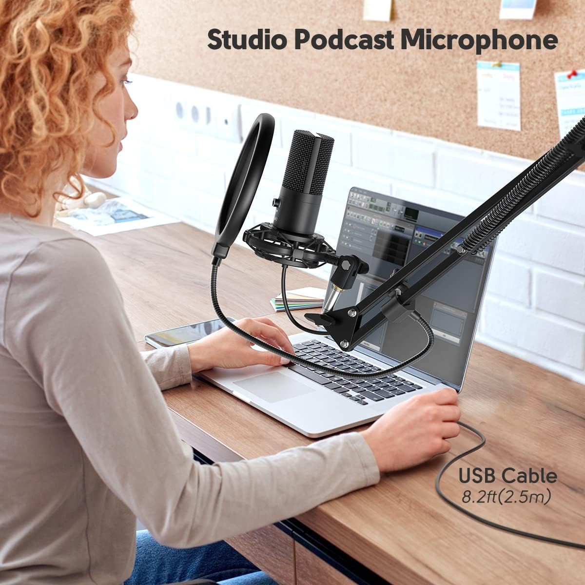 FIFINE Studio Condenser Microphone USB PC Recording Microphone for Voice-Over, Podcast, Vocal - 7.1 Surround Sound RGB Headset for Laptop (T669+H6)