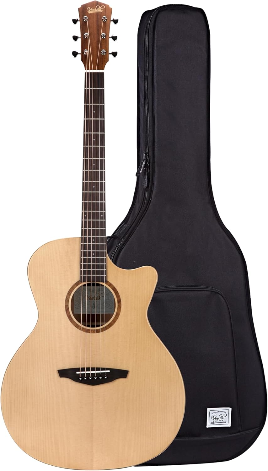 V1-GAC Acoustic Guitar Solid Top GA Cutaway Acoustic Guitar Mahogany Back and Sides with Gig Bag