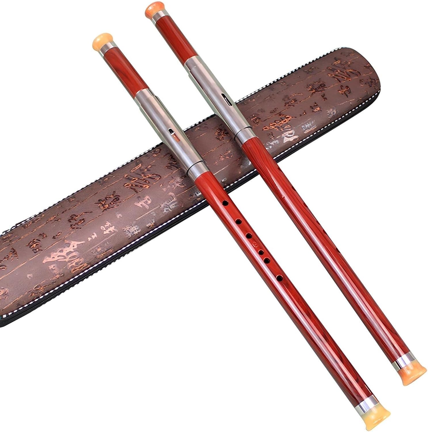 Dizi Flute Chinese Hand-Carved Bamboo Flute Standing Blowing Bawu Wind Instrument Flute in F Key Bamboo Flute Traditional Instrument(G Key)