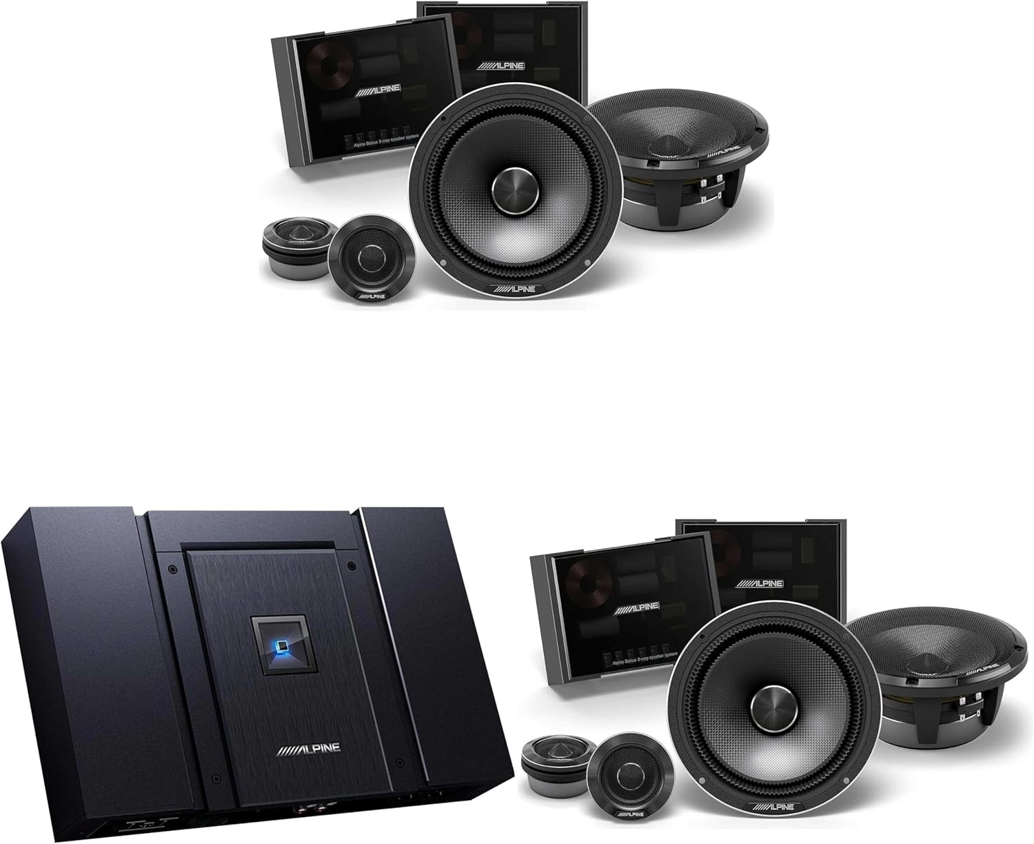 Alpine HDA-F60 Status Hi-Res 4-Ch Amp & (2) HDZ-65C 6.5