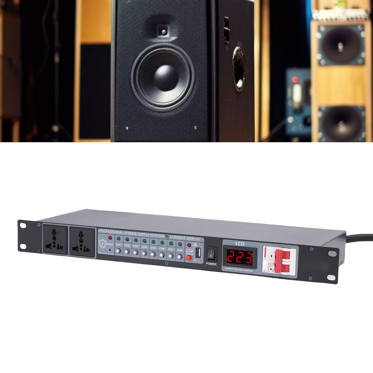 GOWENIC Power Sequencer, Professional 10 Channel Power Sequence Controller with Digital Display, Delay Switch Function for Stage Amplifier Speaker Audio Equipment (US Plug)