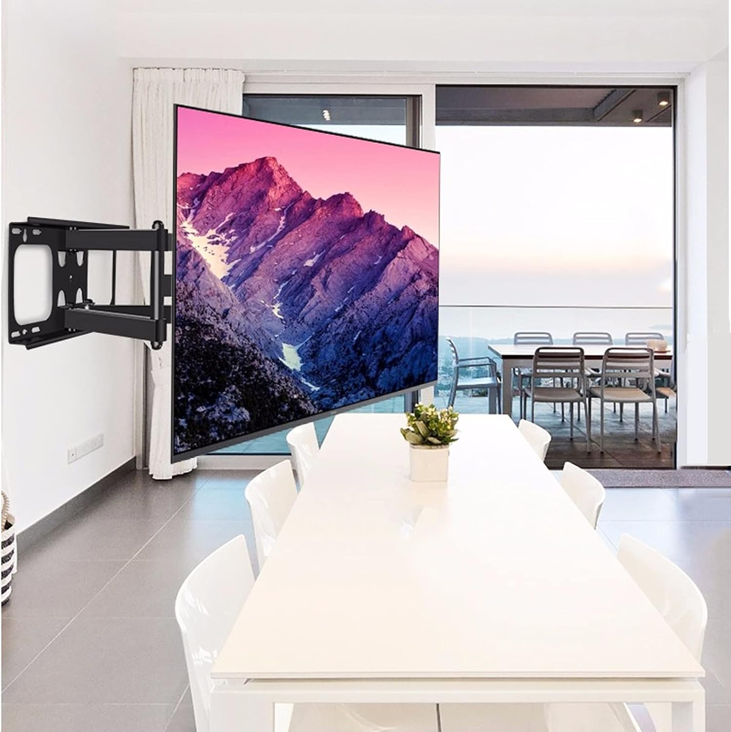 TV Mount Bracket Full Motion TV Wall Mount Bracket Universal Articulating Arms Swivels Tilts Extension Rotation TV Mount for Most 50