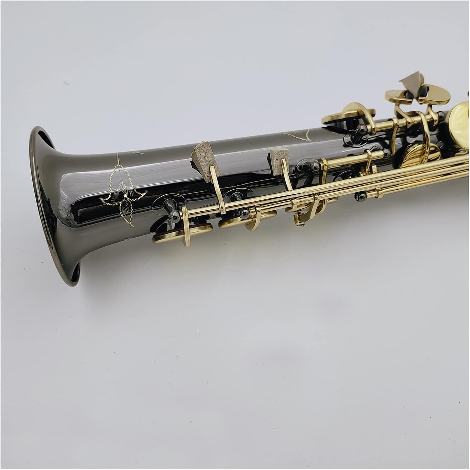 Saxophone Set Soprano Saxophone B Flat Black Nickel Plated Wind Instrument with Mouthpiece Gold Key Case Student Saxophone