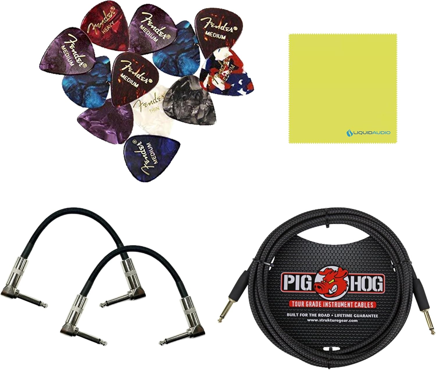 Boss BB-1X Bass Driver Pedal Bundle w/ 2-Pack Strukture S6P48 Woven Right Angle Patch Cable, Pig Hog PCH10BK 