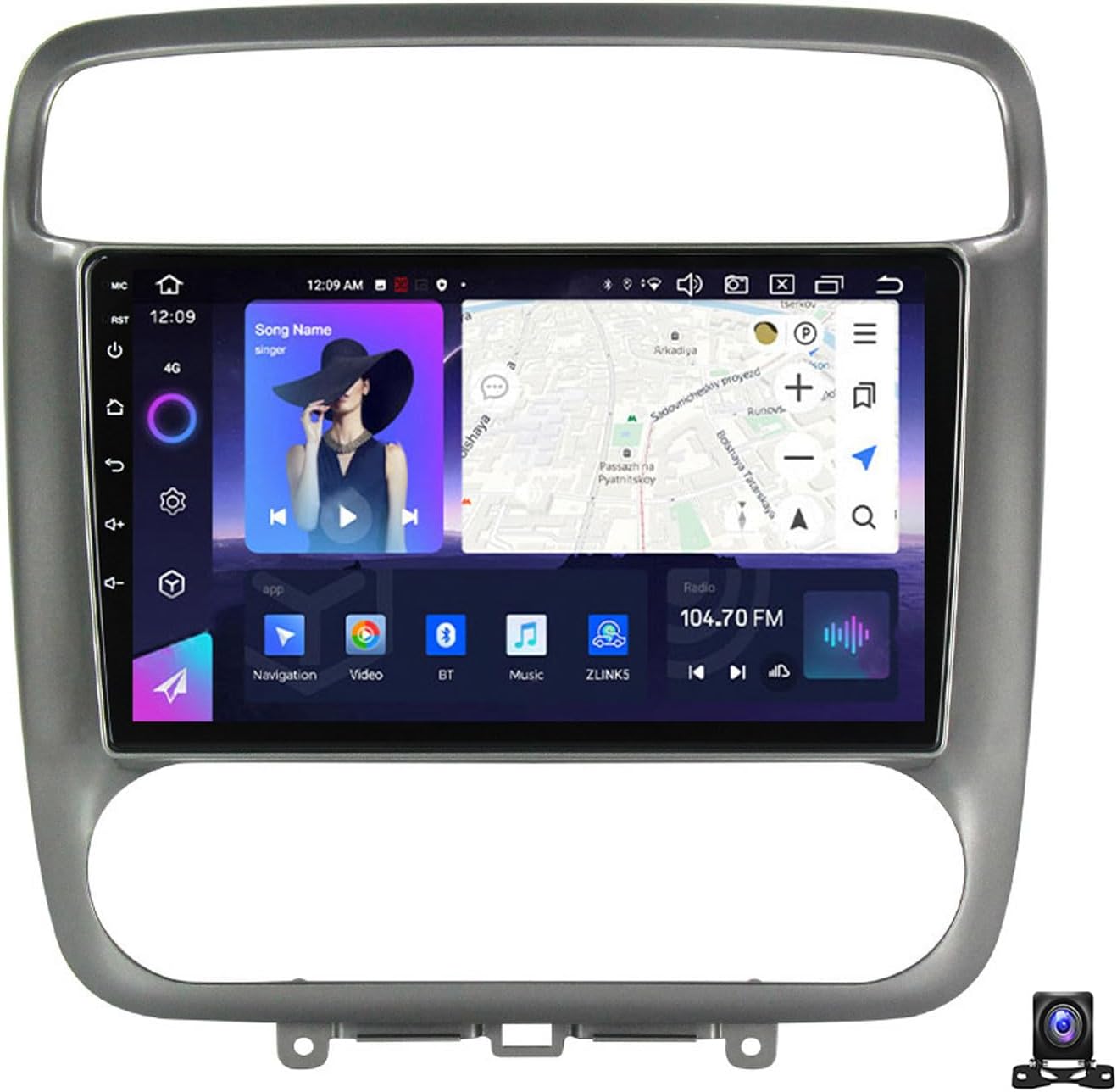 Double Din Car Stereo Multimedia Radio for H-onda Stream 2000~2006 9 Inch Touchscreen with Navigation MP5 Player, DSP RDS FM Car Radio with Carplay/Android Auto