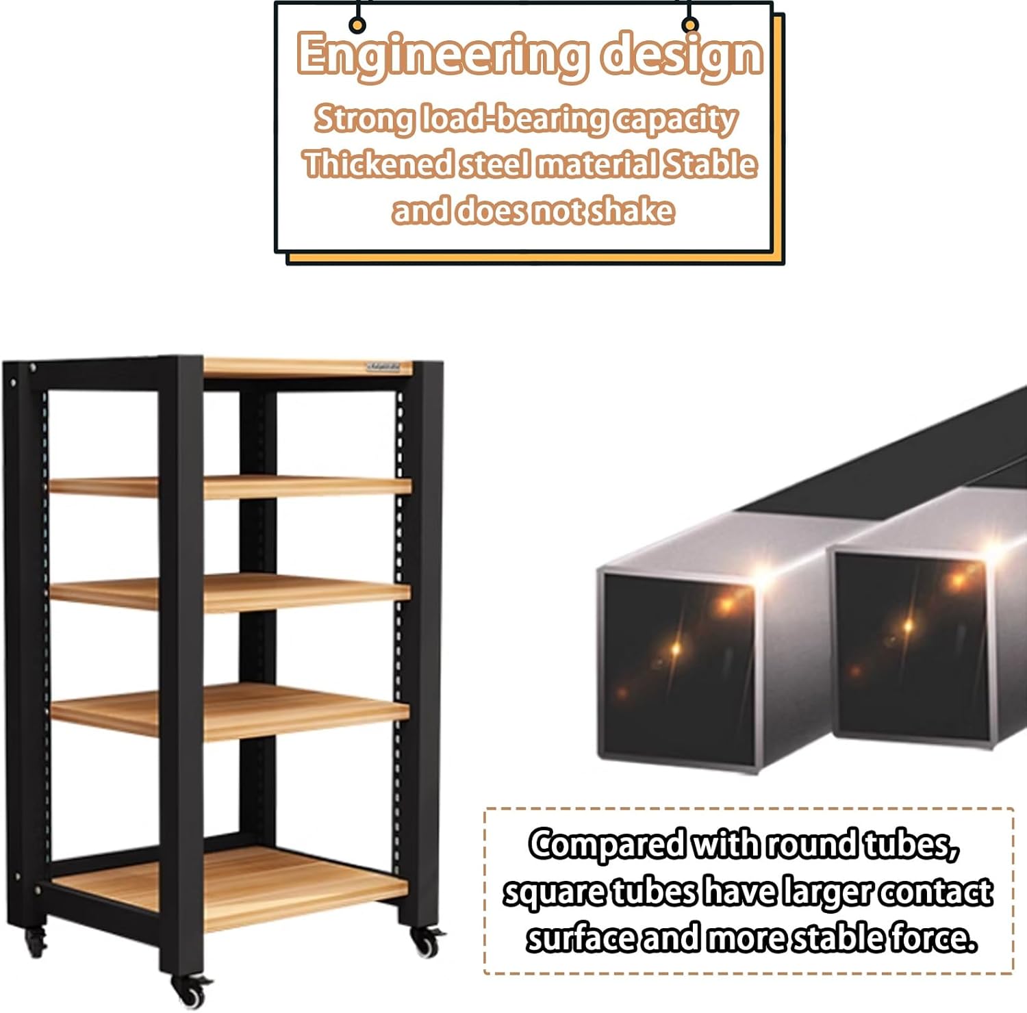 Adjustable Media Stand with Silent Foot Pad Open Storage and Multipurpose AV Rack 2/3/4 Tier TV Stand for Home Office and Theater