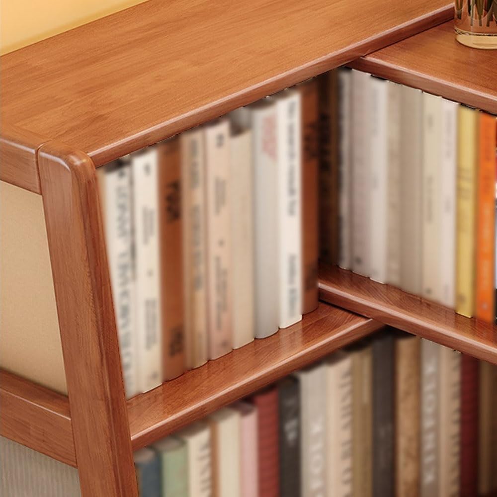 Ladder Shelf Wooden Extendable Shelf Bookcase, 3-Tier Ladder Bookshelf, Vintage Corner Bookcase, Storage Rack for Small Space or Corner Ladder Bookcase(White)