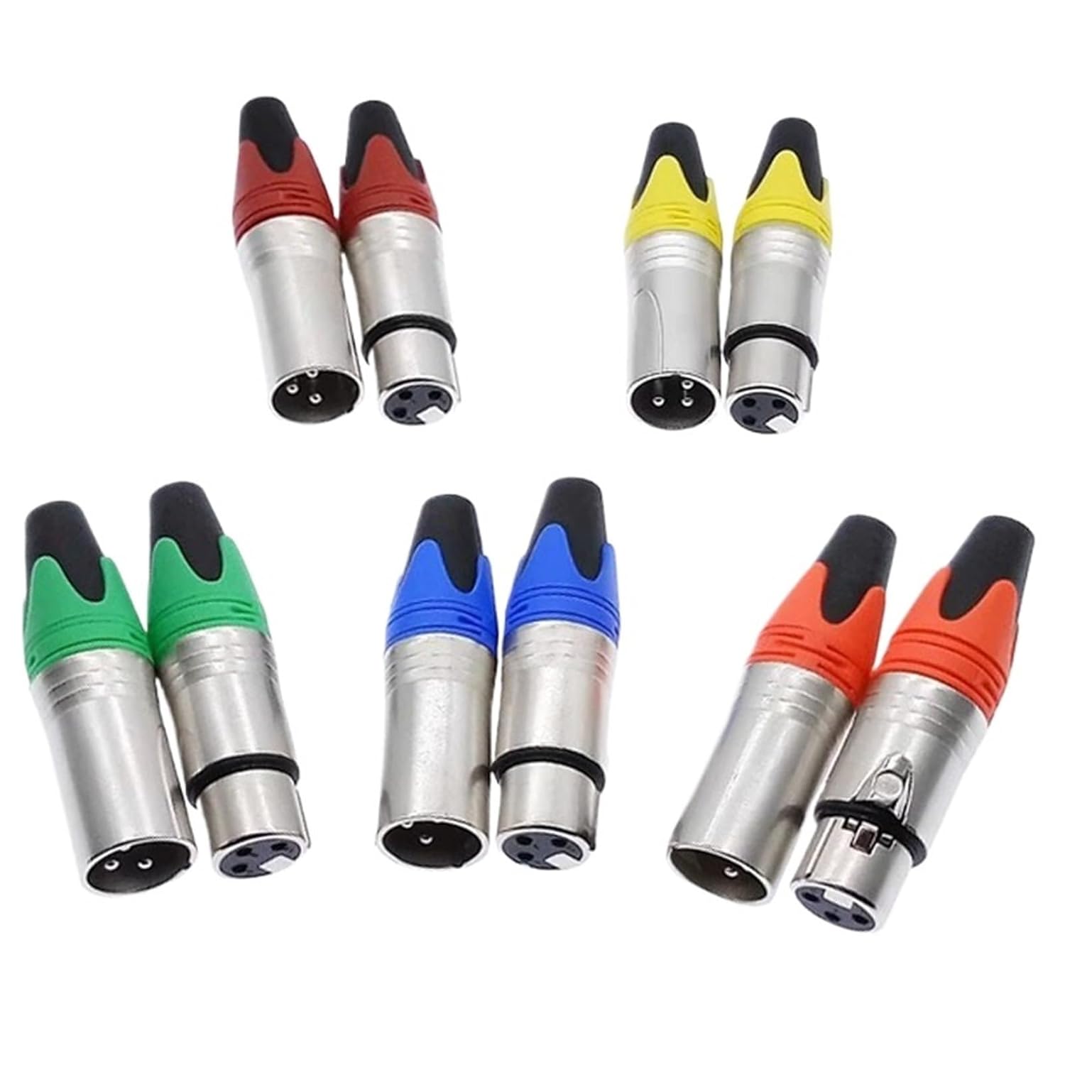 100PCS 3Pin XLR Connector Audio Plug 3Core Microphone Plug Speaker Connector Male & Female Colour Mic Connector(Red Male)