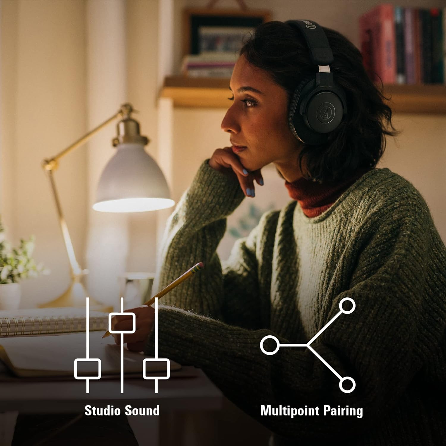 Audio-Technica ATH-M20xBT Wireless Over-Ear Headphones, Black