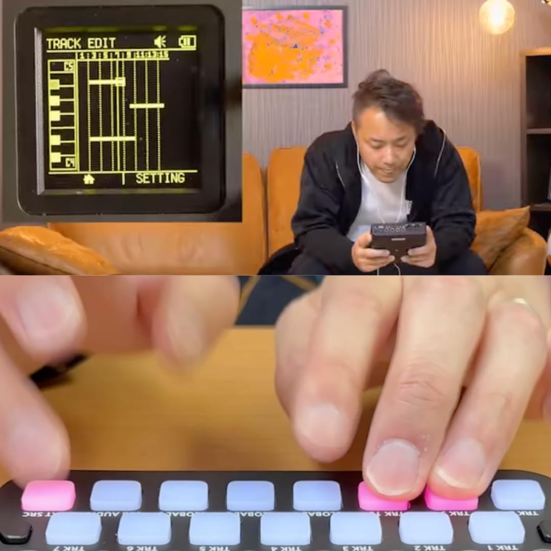 Sonicware SmplTrek [Portable Production Sampler] Compact, lightweight and battery powered Drum Machine & Sampler with Built-in Mic & Speaker