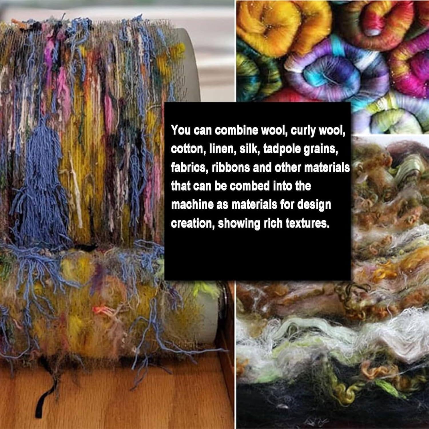 DIY Manual Wool Felt Machine, Wool Blending Board Carding Machine, with Roller and Nylon Bearings, Tooth Pitch Can Set, for Cotton, Linen, Silk, Mix Colors Quickly and Efficiently