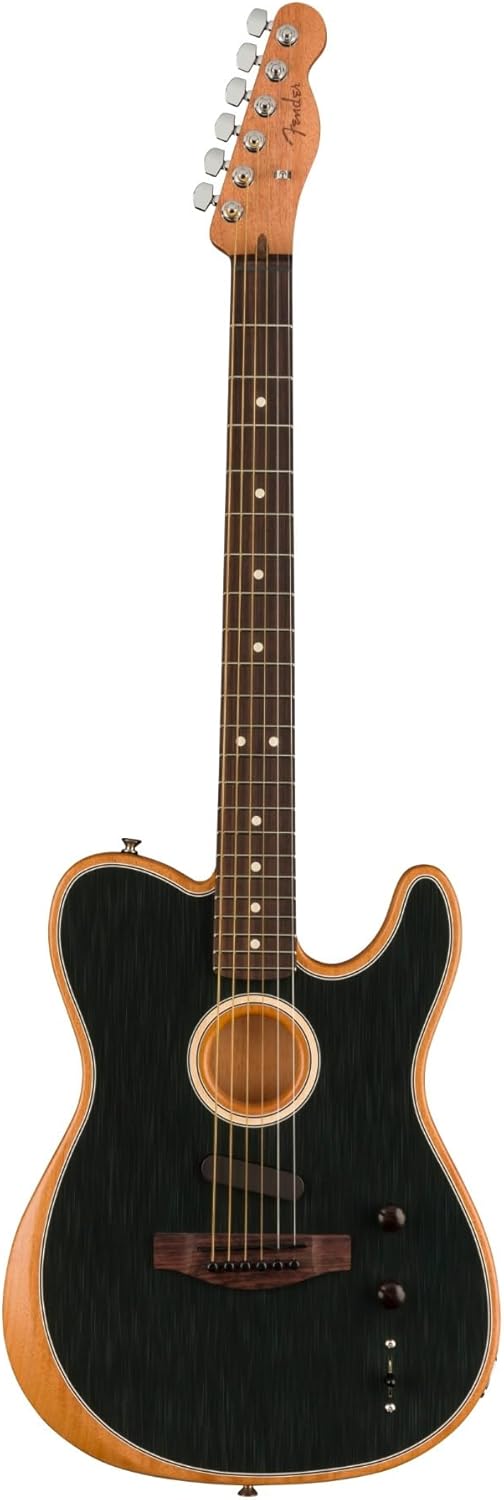 Fender Acoustasonic Player Telecaster Acoustic Electric Guitar, with 2-Year Warranty, Brushed Black, Rosewood Fingerboard, with Gig Bag
