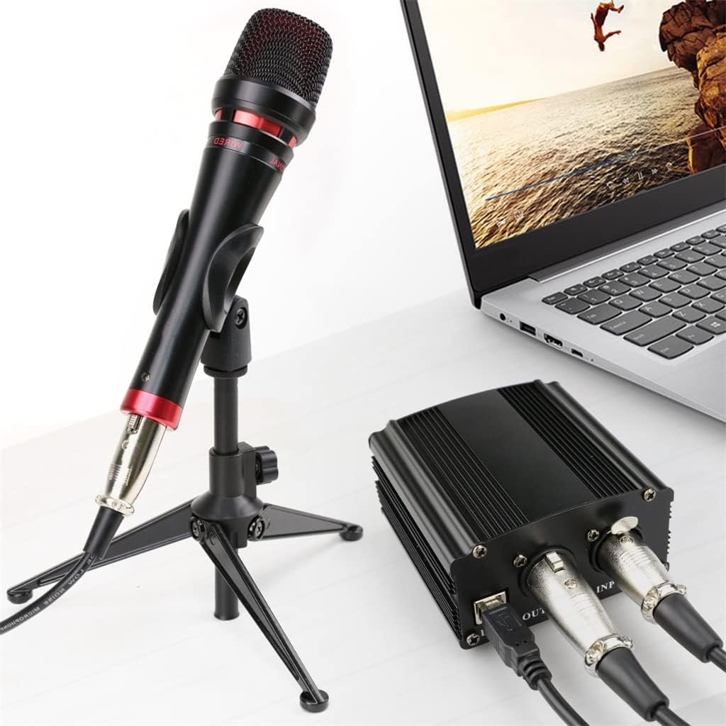 Professional Microphone Phantom Power Sound Card Kit Studio Condenser Microphone Suitable for Computer Mobile Phone Tripod
